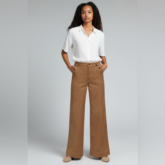 Anthropologie Pants - Anthropologie Maeve Wide Leg Pants High Rise Camel Brown US 10